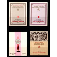 1957-1966 - Frankrig - Frimærker - Lot med 4 forskellige RØDE KORS Hæfter med fireblokke - Postfriske.